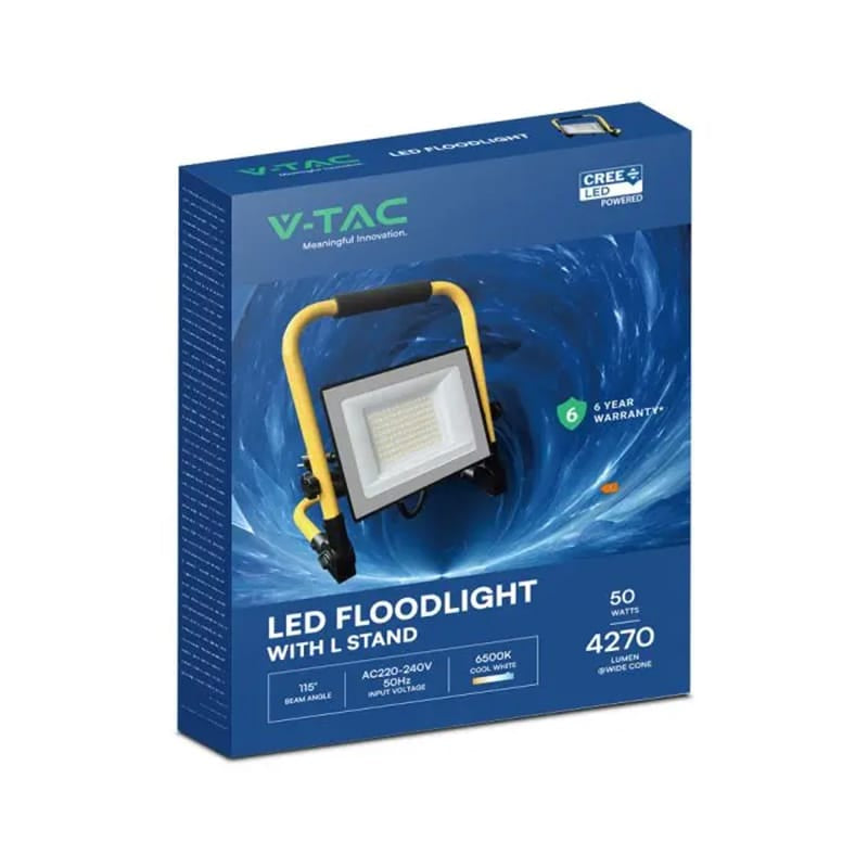 V-Tac Reflector LED Reflector LED V-Tac SKU-242186 | 50W, 4000K, Stand, Cablu 3m, Cip CREE