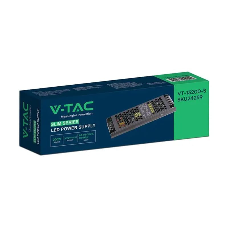 V-Tac Sursa alimentare Sursa Alimentare V-Tac SKU-24259 | Slim 12V, 200W, 16.5A, IP20