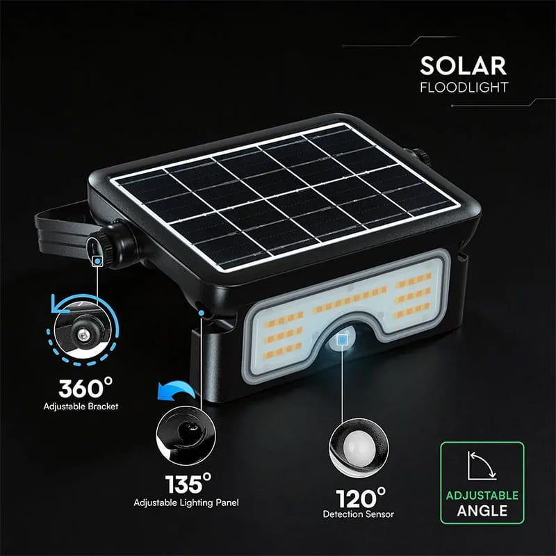 V-Tac Proiector LED Proiector LED V-Tac SKU-24341 | Solar, 7W, 3in1, Negru