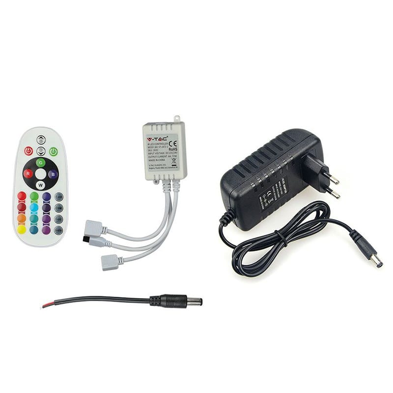 V-Tac Banda LED Kit Banda LED V-Tac SKU-2630 | SMD5050, RGB, 30LED/m, IP20, 10m