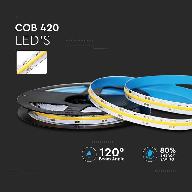 V-Tac BANDA LED 512 COB IP20 24V 6000K ALB RECE