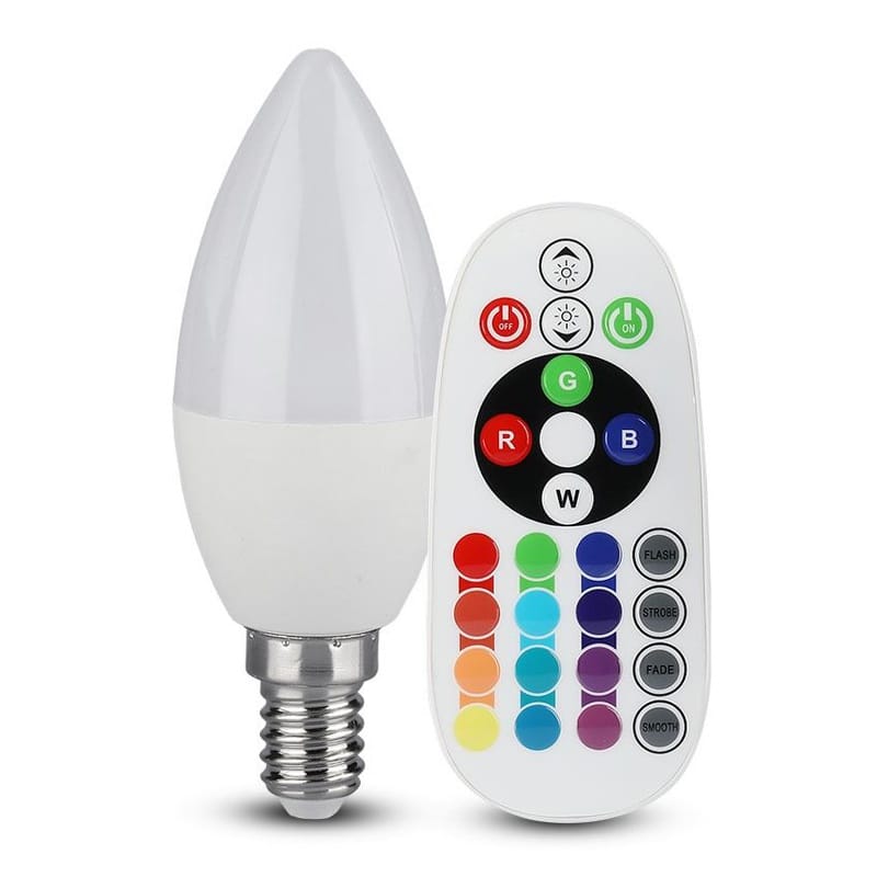 V-Tac BEC LED E14 3.5W DIMABIL RGB SI 6400K + TELECOMANDA