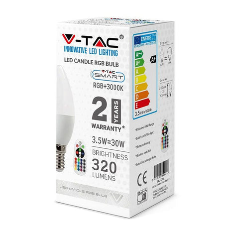 V-Tac BEC LED E14 3.5W DIMABIL RGB SI 6400K + TELECOMANDA
