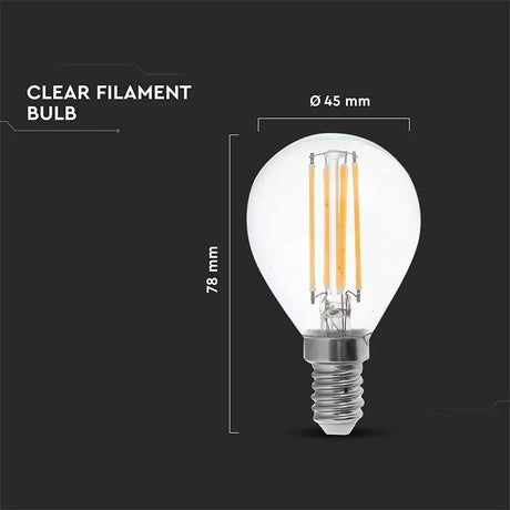 V-Tac Bec LED SMART Bec LED V-Tac SKU-2847 | E14, P45, Filament, 6W, 6400K