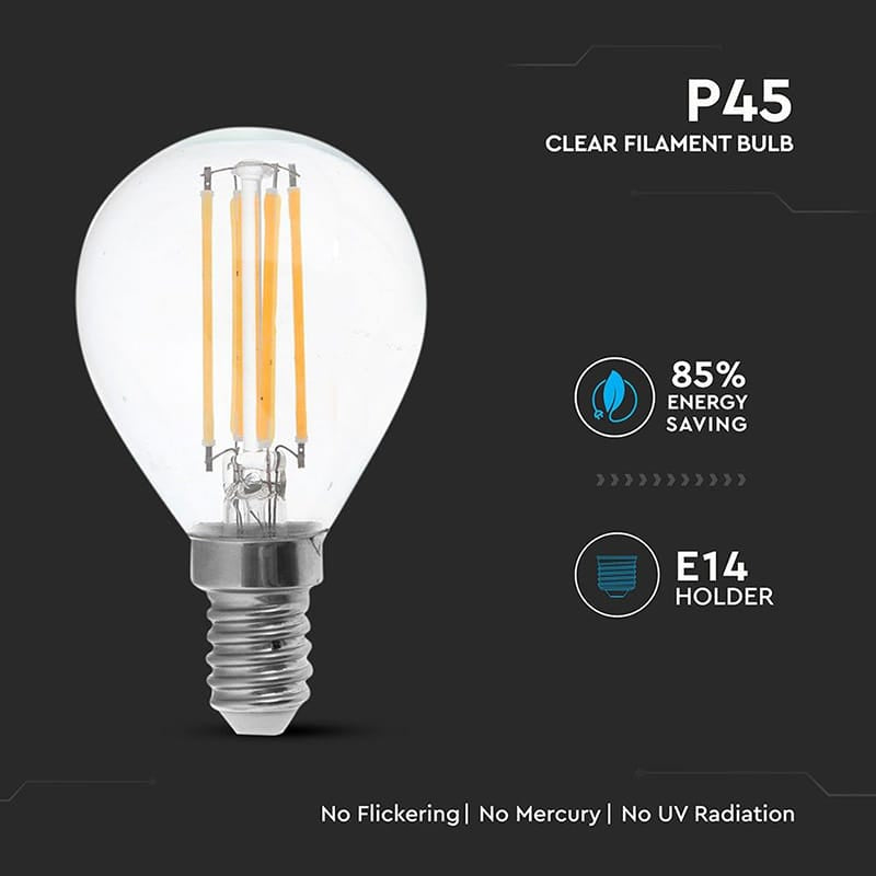 V-Tac Lampa LED Bec LED V-Tac SKU-2854 | Filament P45, E14, 6W, 780lm, 2700K