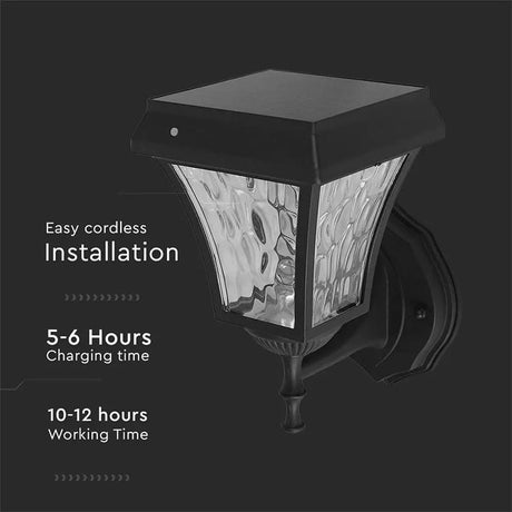 V-Tac Corp de iluminat LED solar exterior V-TAC 2W IP65, 110 lm, 3 temperaturi de culoare, negru mat