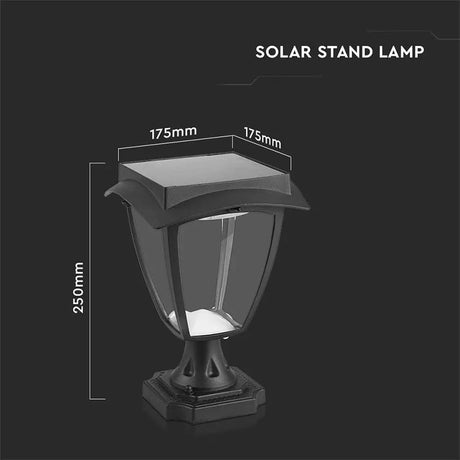 V-Tac Aplica LED Solar V-TAC 2W, 110lm, IP65, Alb Cald 3000K/Alb Rece 6000K, Negru Mat
