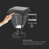 V-Tac Aplica LED Solar V-TAC 2W, 110lm, IP65, Alb Cald 3000K/Alb Rece 6000K, Negru Mat