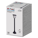 V-Tac Corp Iluminat Solar LED V-TAC 2W, IP65, 110lm, Alb Cald/Rece 3000K/6000K, Negru Mat, Exterior