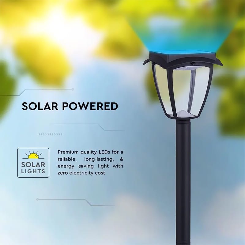 V-Tac Corp Iluminat Solar LED V-TAC 2W, IP65, 110lm, Alb Cald/Rece 3000K/6000K, Negru Mat, Exterior