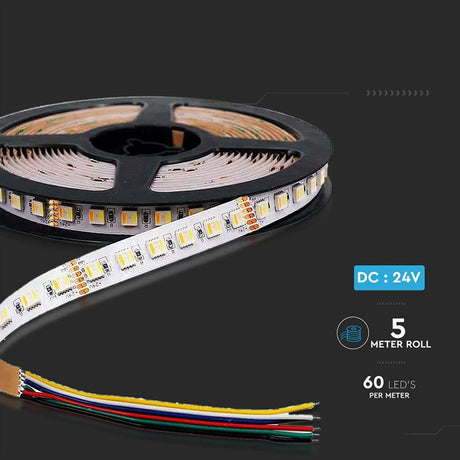 V-Tac Bandă LED V-Tac 24V SMD5050 24W/m 120 LED/m 3in1+RGB IP65 5m 1680 lm/m 120° CRI>80