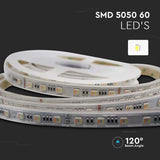 V-Tac Banda LED Banda LED V-Tac SKU-2896 | 24V, RGB+Alb 3in1, 5m, IP65, 60 LED/m