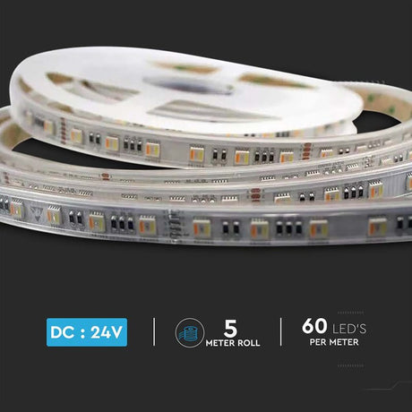 V-Tac Banda LED Banda LED V-Tac SKU-2896 | 24V, RGB+Alb 3in1, 5m, IP65, 60 LED/m