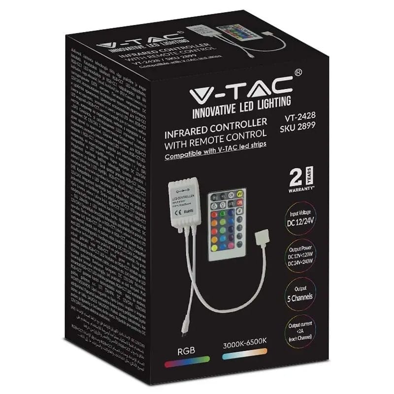 V-Tac Controller remote Controller Banda LED V-Tac SKU-2899 | RGB + Alb, 26 Butoane