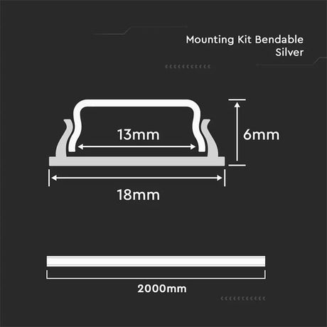 V-Tac Banda LED Profil Aluminiu V-Tac SKU-2909 | Banda LED, Flexibil, 2m, 18x6mm