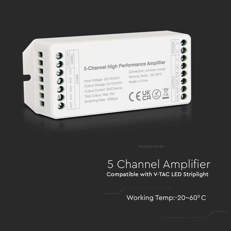 V-Tac Banda LED Amplificator Banda LED V-Tac SKU-2914 | 5 Canale, 15A