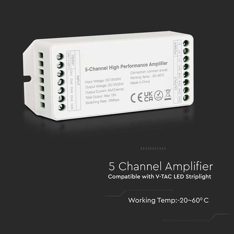 V-Tac Banda LED Amplificator Banda LED V-Tac SKU-2914 | 5 Canale, 15A