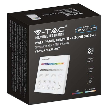 V-Tac Controller remote Controller Banda LED V-Tac SKU-2917 | RGB + Alb, 4 Zone, Wi-Fi, Alb