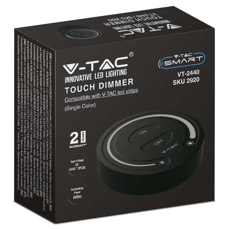 V-Tac Accesorii iluminat Controller Banda LED V-Tac SKU-2920 | Touch, Lumina Alba, Negru