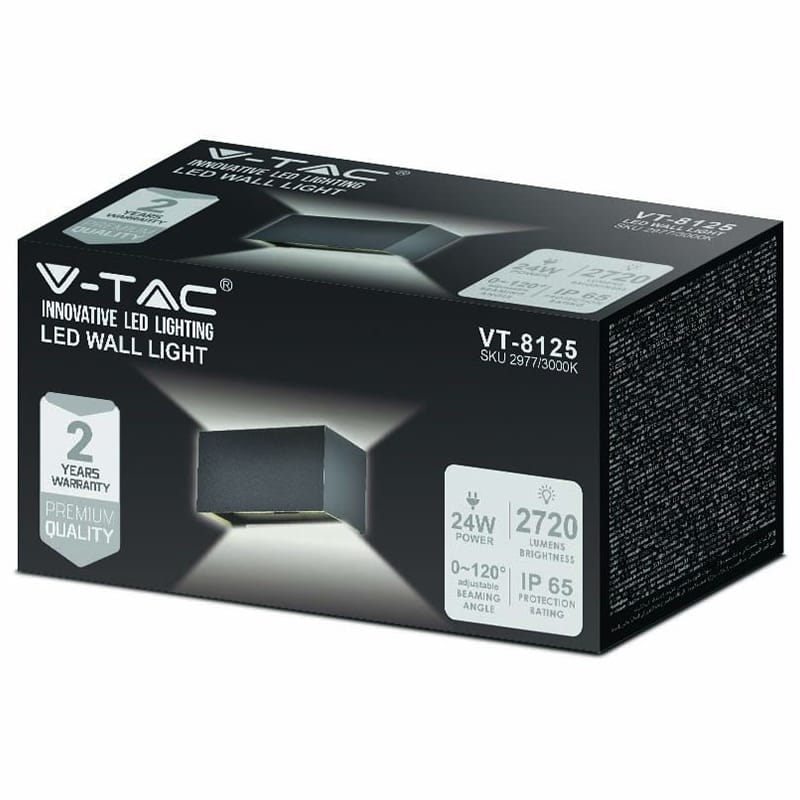 V-Tac Lampa LED Aplica LED Exterior V-Tac SKU-2978 | IP65, 24W, 4000K, 2720lm, Negru