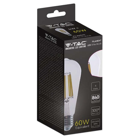 V-Tac Bec LED SMART Bec LED V-Tac SKU-2996 | ST64, E27, 4W, Filament, 3000K, Edison