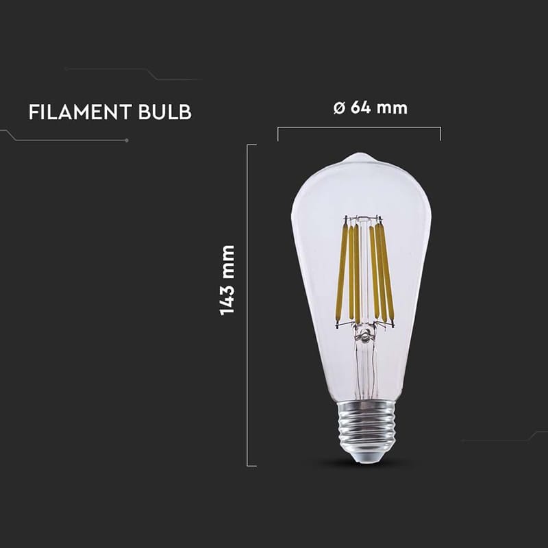 V-Tac Bec LED SMART Bec LED V-Tac SKU-2996 | ST64, E27, 4W, Filament, 3000K, Edison