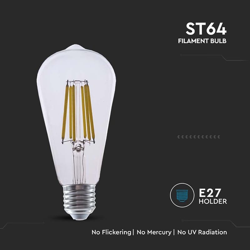 V-Tac Bec LED SMART Bec LED V-Tac SKU-2996 | ST64, E27, 4W, Filament, 3000K, Edison