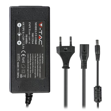 V-Tac Sursa alimentare Sursa Alimentare V-Tac SKU-3264 | SMPS Slim, 24V, 2.5A, 60W