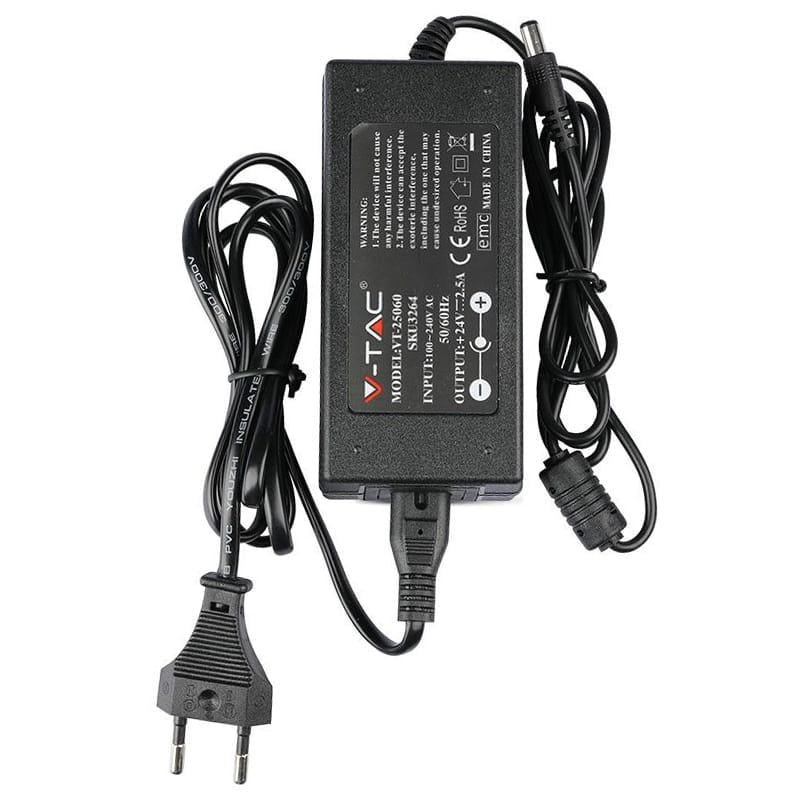 V-Tac Sursa alimentare Sursa Alimentare V-Tac SKU-3264 | SMPS Slim, 24V, 2.5A, 60W
