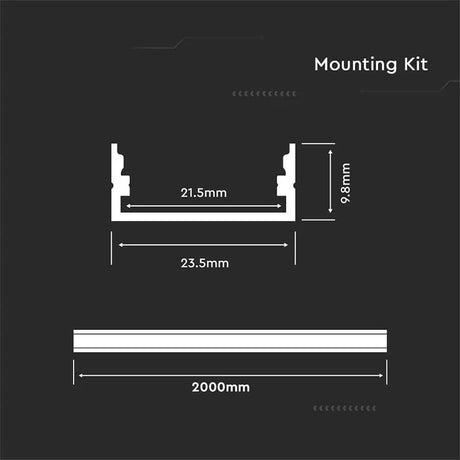 V-Tac Banda LED Profil Aluminiu V-Tac SKU-3352 | Banda LED, 2m, 23.5x10mm, Mat