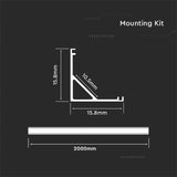 V-Tac Banda LED Profil Aluminiu V-Tac SKU-3353 | 2m, 15.8x15.8mm, Mat, Banda LED