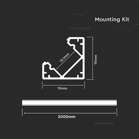 V-Tac Banda LED Profil Aluminiu V-Tac SKU-3356 | Banda LED, 2m, 19x19mm, Mat