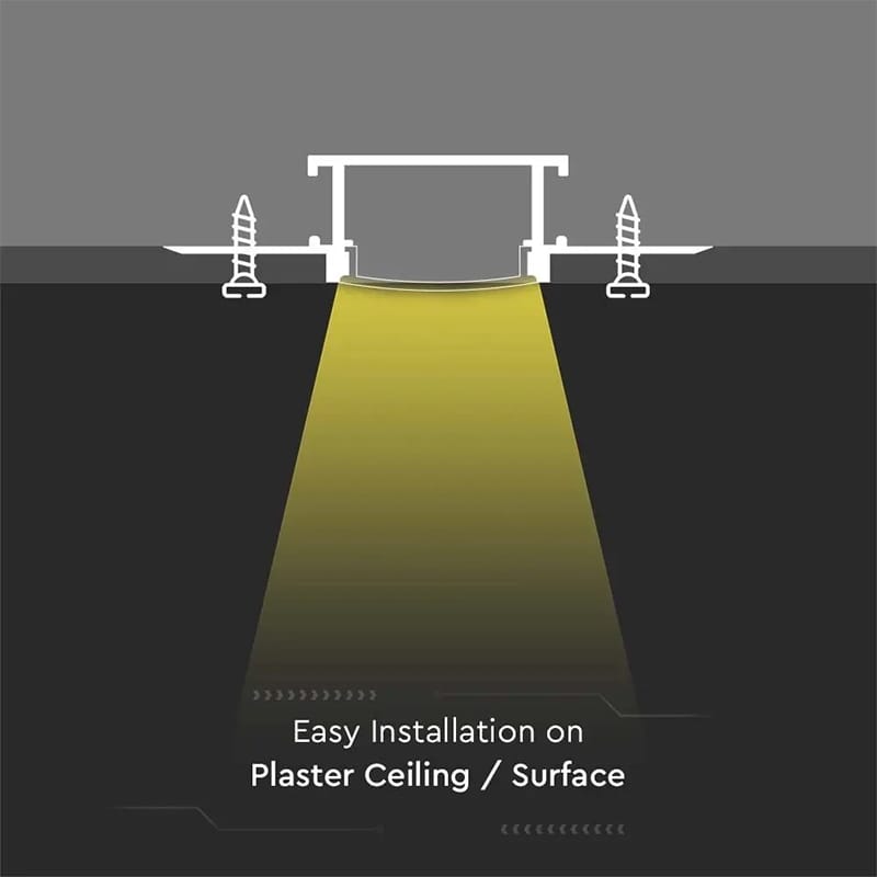V-Tac Accesorii lumini scena Profil Aluminiu V-Tac SKU-3359 | Banda LED, Incastrat Rigips, 2M, IP20