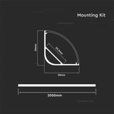 V-Tac Accesorii lumini scena Profil Aluminiu V-Tac SKU-3363 | Banda LED, Montaj Unghi 90°, 2m, Mat