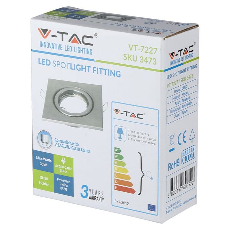 V-Tac Corp iluminat Corp Iluminat V-Tac SKU-3473 | GU10, Unghi Reglabil, Nichel