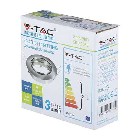 V-Tac Corp iluminat Corp Spot V-Tac SKU-3588 | GU10, Crom Mat, Unghi Reglabil