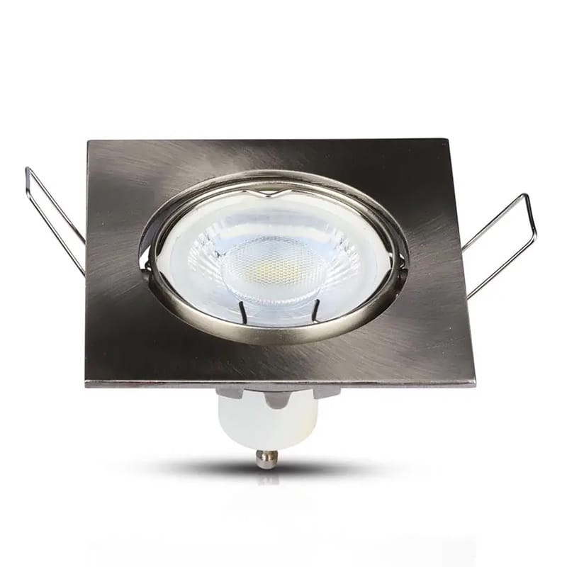 V-Tac Corp iluminat Corp Iluminat V-Tac SKU-3591 | Spot GU10, Crom Mat, Patrat, Unghi Reglabil