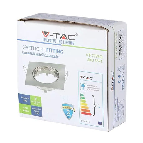 V-Tac Corp iluminat Corp Iluminat V-Tac SKU-3591 | Spot GU10, Crom Mat, Patrat, Unghi Reglabil