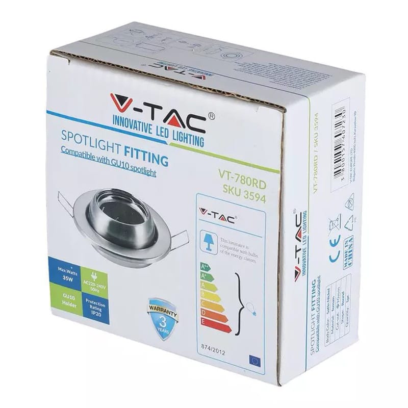 V-Tac Corp iluminat Corp Iluminat V-Tac SKU-3594 | Spot GU10, Unghi Reglabil, Nichel