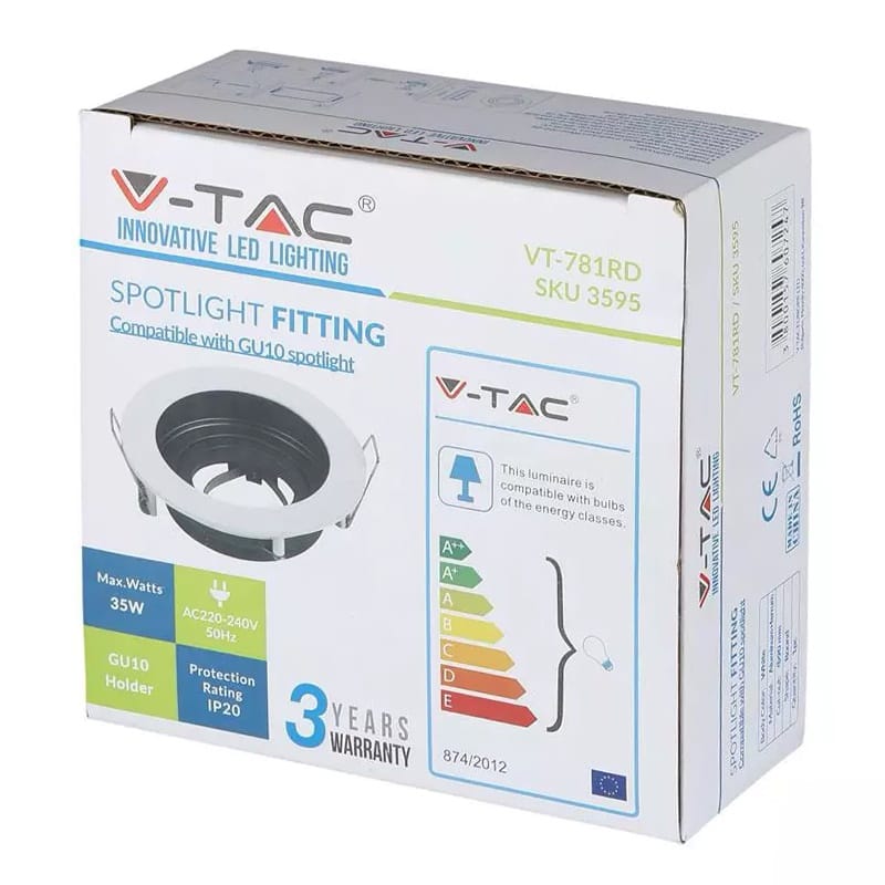 V-Tac Corp iluminat Corp Iluminat V-Tac SKU-3595 | Spot GU10, Unghi Reglabil, Alb