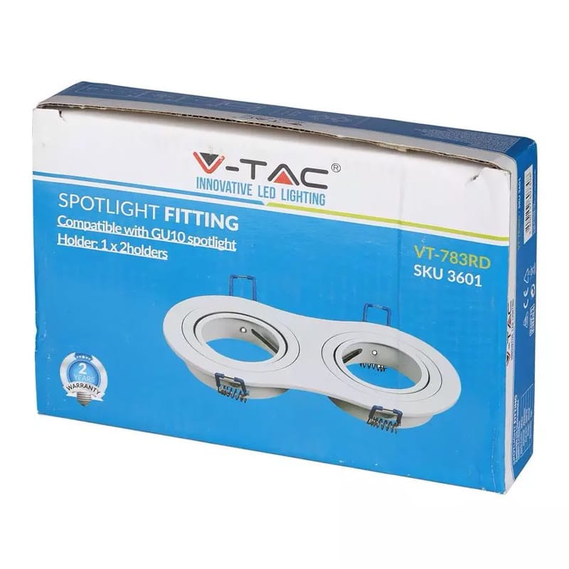 V-Tac Corp iluminat Corp Iluminat V-Tac SKU-3601 | Spot Dublu, 2xGU10, Alb, Unghi Reglabil
