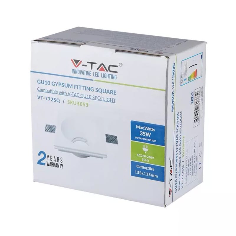 V-Tac Corp iluminat Corp Iluminat V-Tac SKU-3653 | Spot GU10, Patrat, Alb