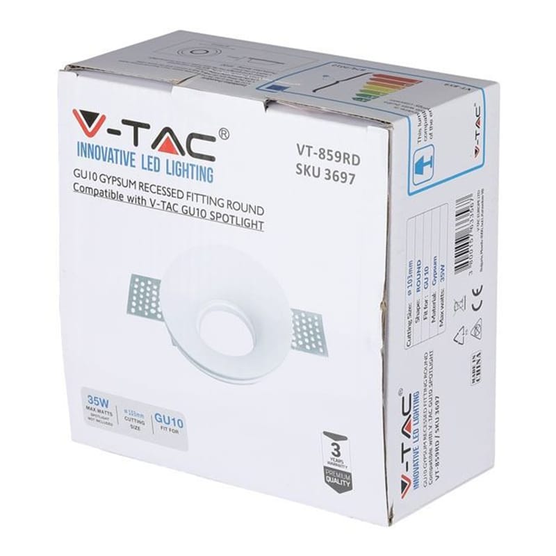 V-Tac Corp iluminat Corp Iluminat V-Tac SKU-3697 | Spot GU10, Gips, Alb
