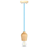 V-Tac Corp de iluminat Pendul Tavan V-Tac SKU-3722 | Soclu E27, Lemn, Albastru