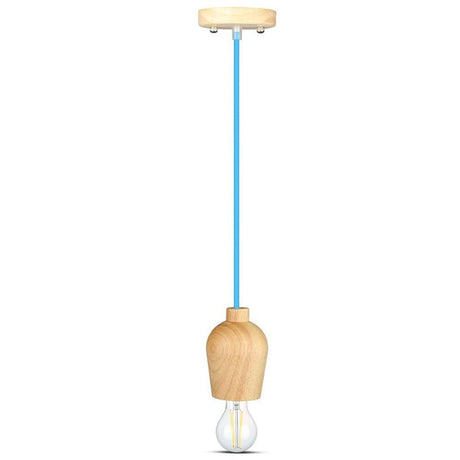 V-Tac Corp de iluminat Pendul Tavan V-Tac SKU-3722 | Soclu E27, Lemn, Albastru