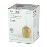 V-Tac Corp de iluminat Pendul Tavan V-Tac SKU-3722 | Soclu E27, Lemn, Albastru