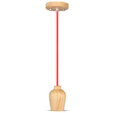 V-Tac Pendul Pendul Tavan V-Tac SKU-3723 | Soclu E27, Lemn, Rosu
