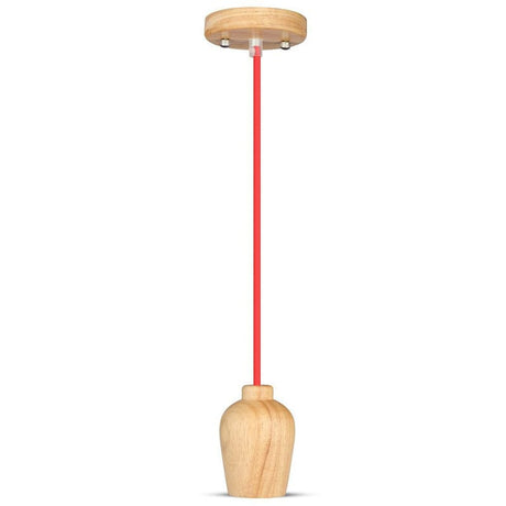V-Tac Pendul Pendul Tavan V-Tac SKU-3723 | Soclu E27, Lemn, Rosu
