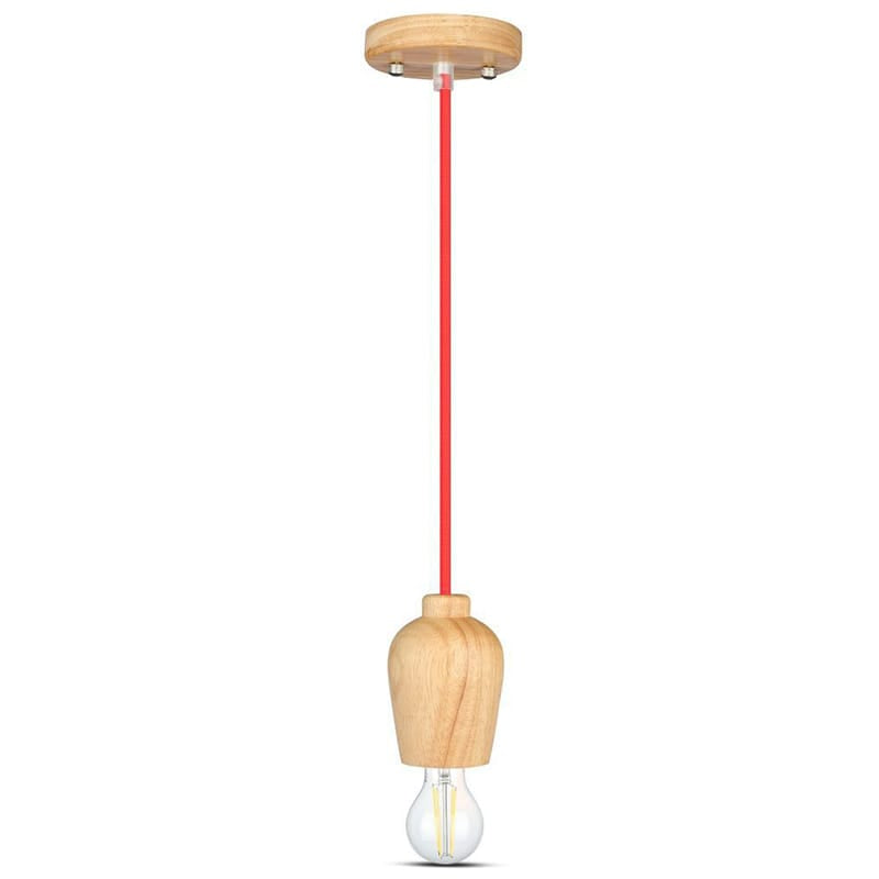 V-Tac Pendul Pendul Tavan V-Tac SKU-3723 | Soclu E27, Lemn, Rosu