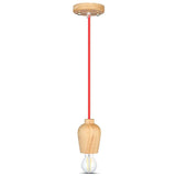 V-Tac Pendul Pendul Tavan V-Tac SKU-3723 | Soclu E27, Lemn, Rosu